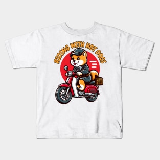 Puppy biking Kids T-Shirt